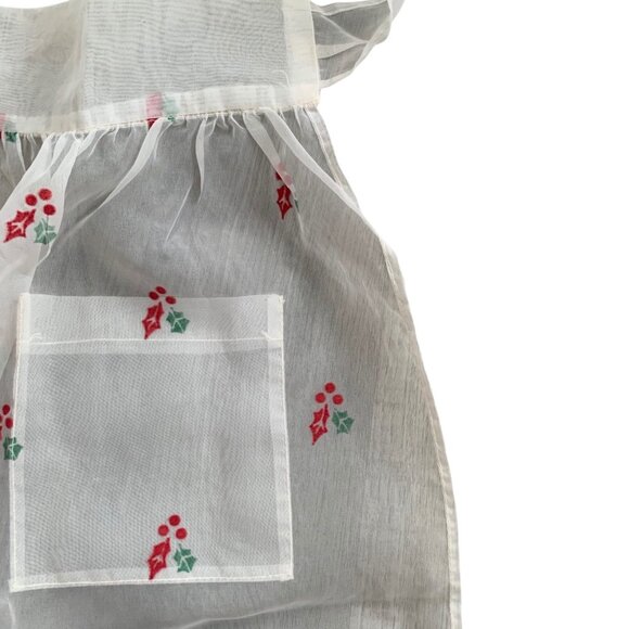 Vintage Sheer Christmas Holiday Candle Wreath Half Apron - Picture 5 of 9